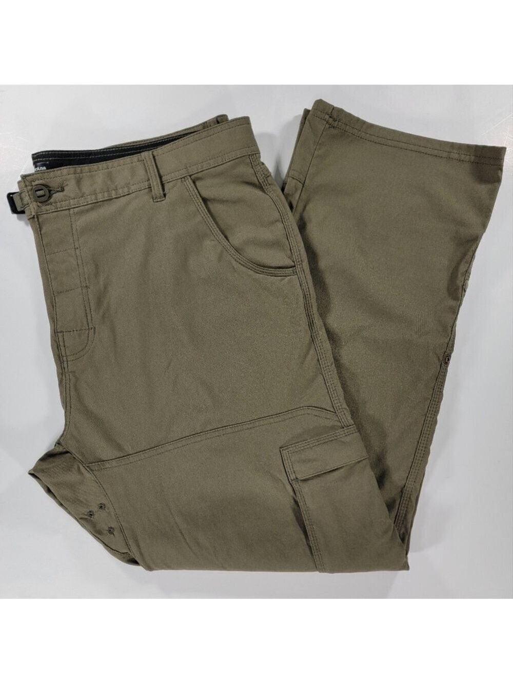 prAna Zion II Cargo Pants Green Belted Roll Up Leg Nylon Stretch 40X30 Hiking